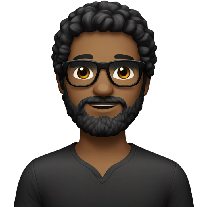 Young white man with brown eyes and black hair with a ten-day beard and black sunglasses emoji
