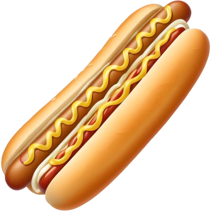 Hot dog with long white onions and spicy mustard on top emoji