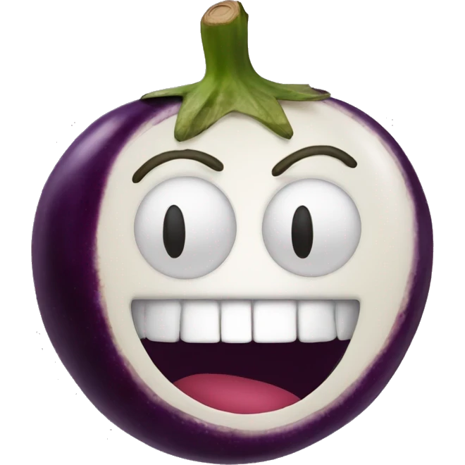 Smiley face with eggplant in mouth emoji