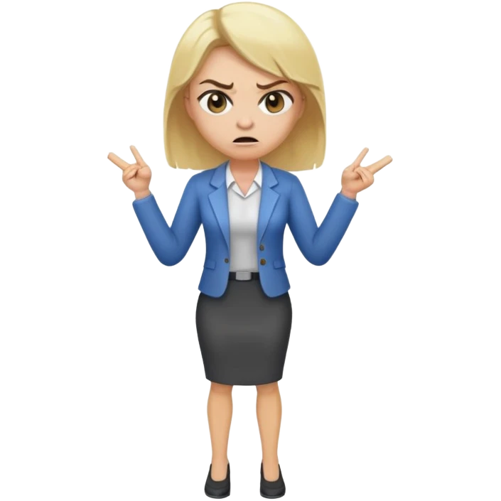 angry blonde female teacher full body without glasses emoji