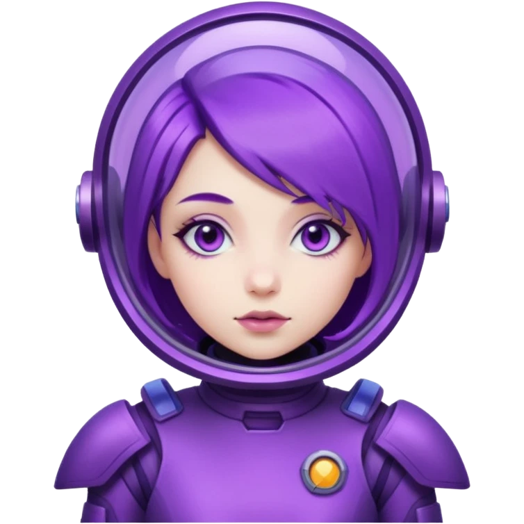 Girl with purple hair and purple eyes in purple futuristic spacesuit  emoji
