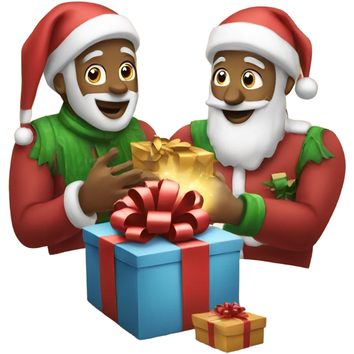 Opening a Christmas gift  emoji