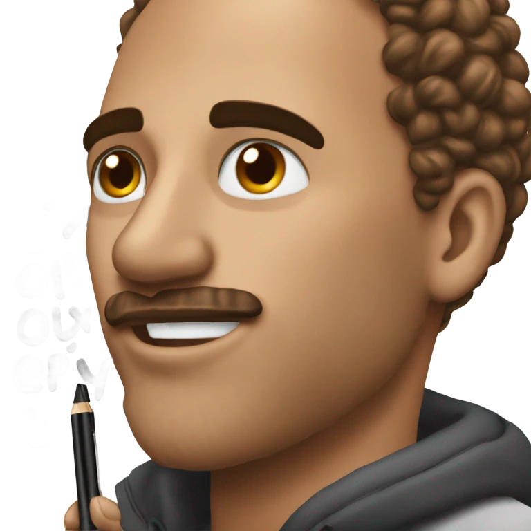 Man with sharpie on his face writing words. emoji