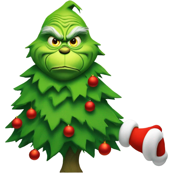 the grinch holding his christmas tree emoji