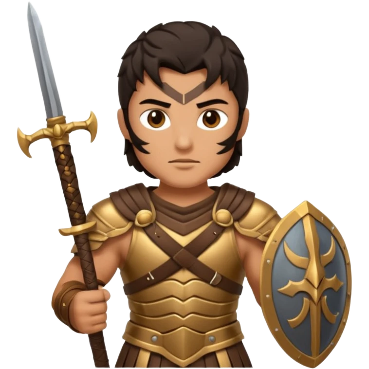 Gladiator with dark hair and dual sword emoji