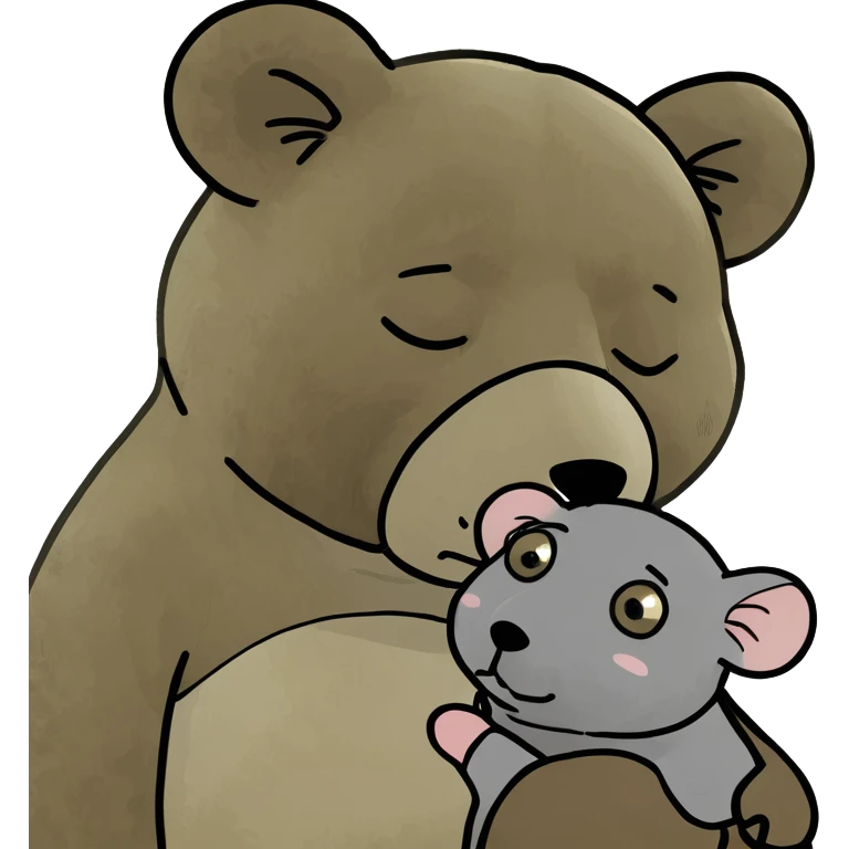 Sad teddy bear cuddling sad mouse emoji