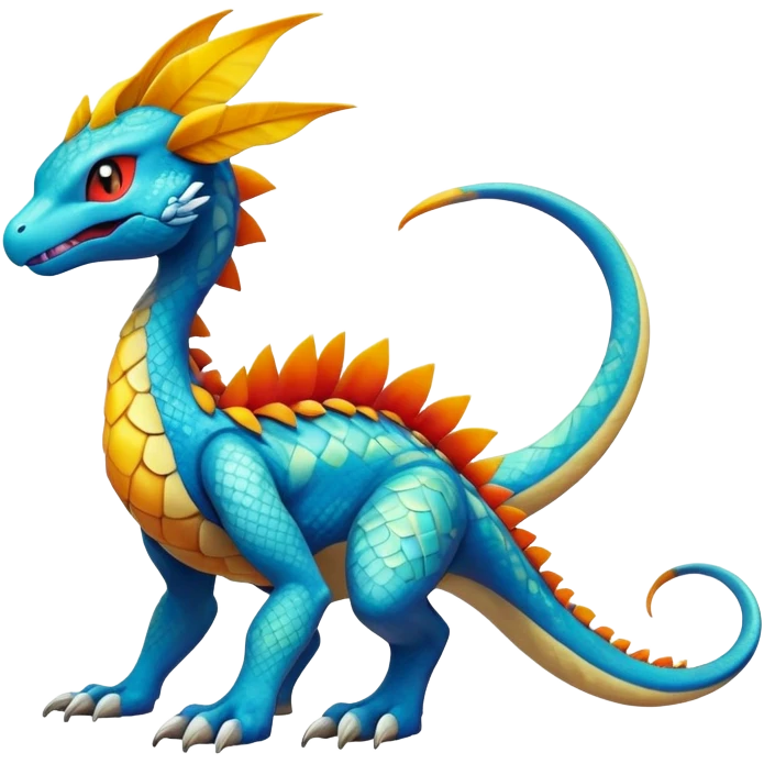 cool exotic fantasy-creature-Fakémon-Pokémon, full body, with markings emoji