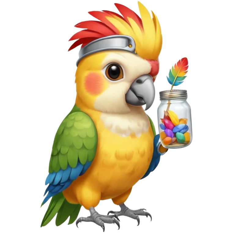cockatiel parrot bird holding mason jar emoji