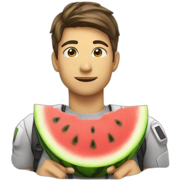 Eva unit 1 holding a watermelon emoji