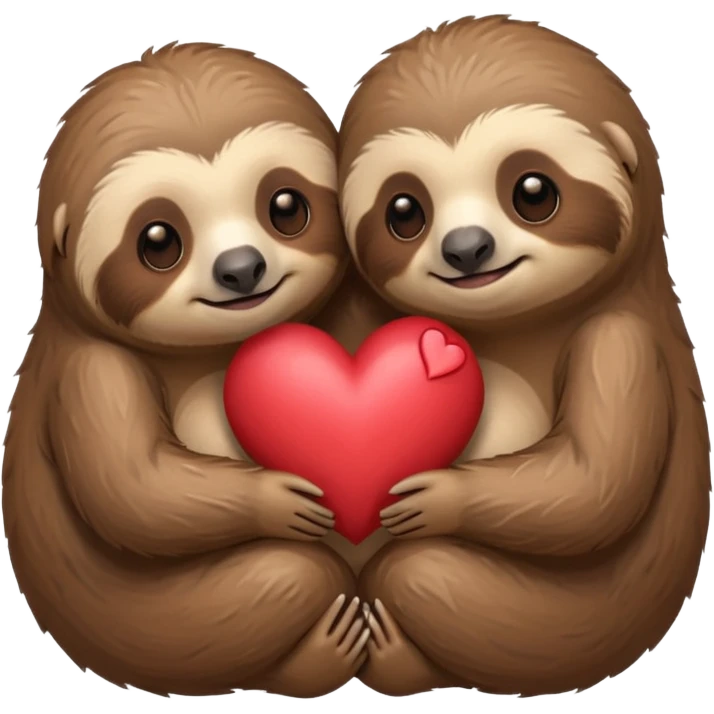 sloths cuddling with heart between them emoji