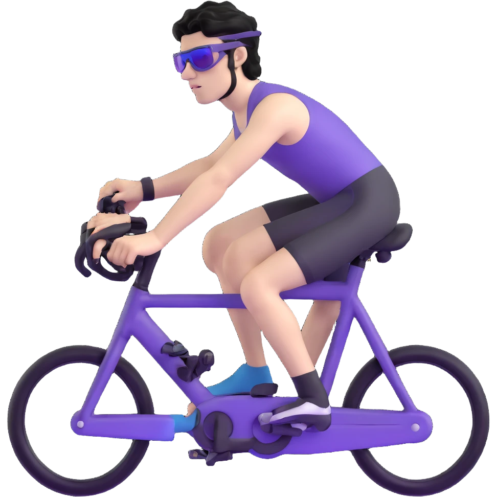shirtless male athlete with white skin and moderately curly black hair on top with shaved sides, wearing purple bike sunglasses with black tinted lenses emoji