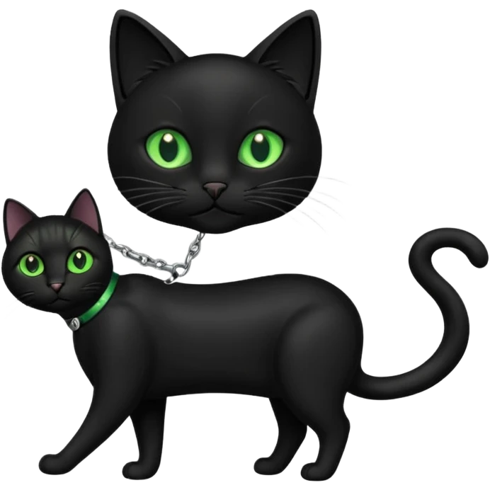 black cat walking on a leash emoji