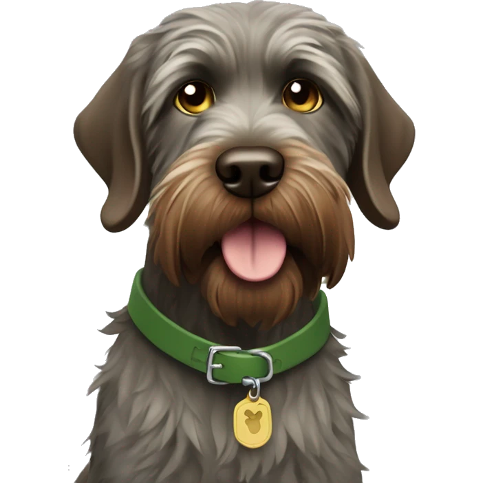 wire-haired pointing griffon with olive green collar emoji