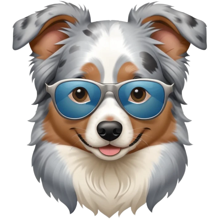 Blue Merle Australian shepherd with sunglasses on emoji