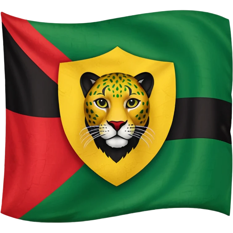 Soulaani black green yellow and red heritage flag with African panther crest in the middle  emoji