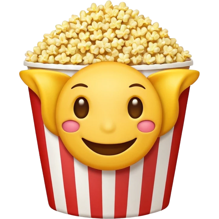Smiling Emoji with 👀 for eyes and is eating popcorn 🍿 emoji