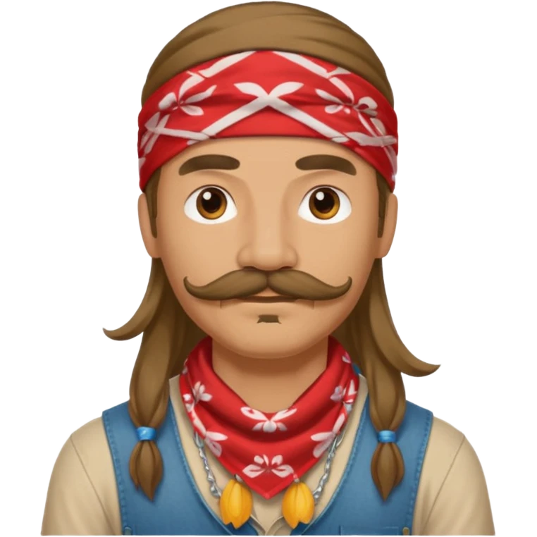 mustached with bandanas long hair emoji