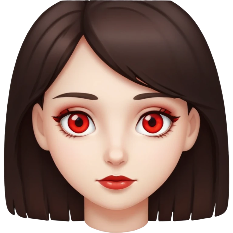 Brunette girl with really red eyes  emoji