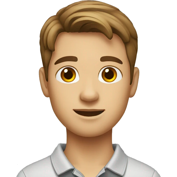 young adult with brown hair wearing a polo shirt emoji