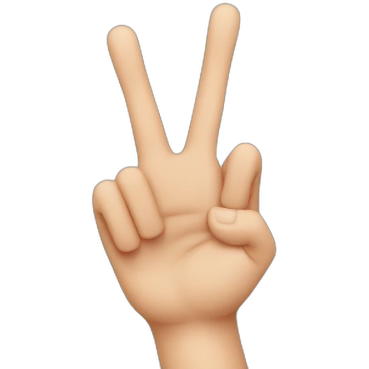Hand making a W shape with 4 fingers with the 2 in the middle twisted emoji