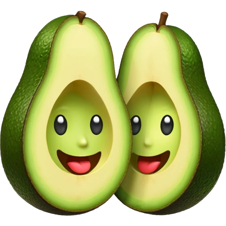 ios style emoji of two avocado halves with faces and hearts above them emoji