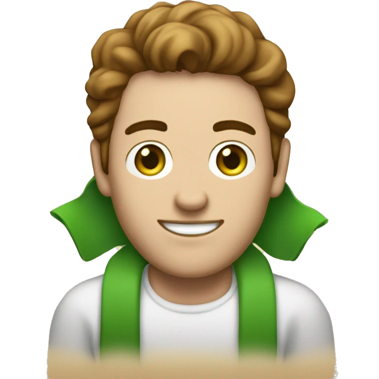 A white paper scroll held by a light-skinned man with green eyes and styled brown hair emoji