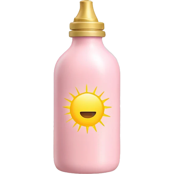 Pale pink bottle with pale yellow sun in center emoji