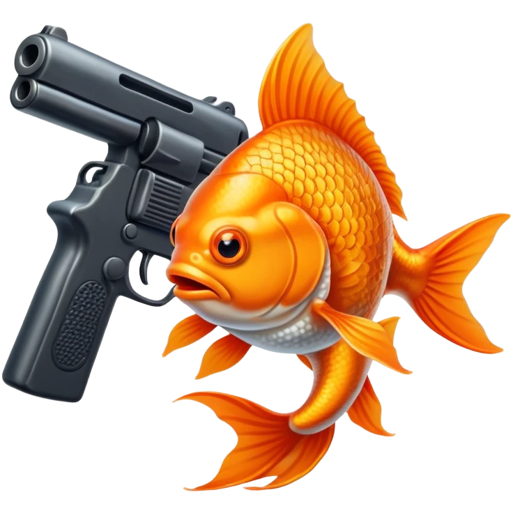 Gold fish with gun emoji