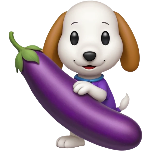 Snoopy with an eggplant emoji