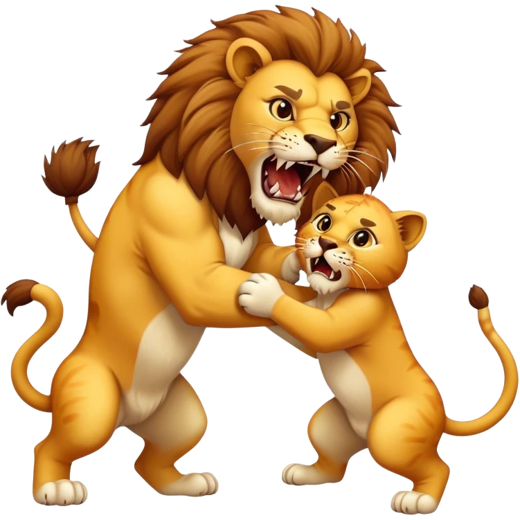 Cat and Lion fighting emoji