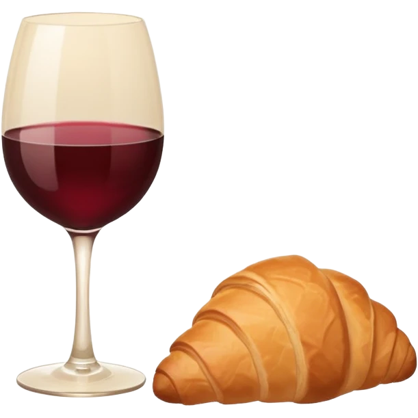French cuisine humanless avatar in clean emoji-style illustration. Croissant and wine glass, soft beige tones, simple shapes, flat design, refined and cozy. emoji