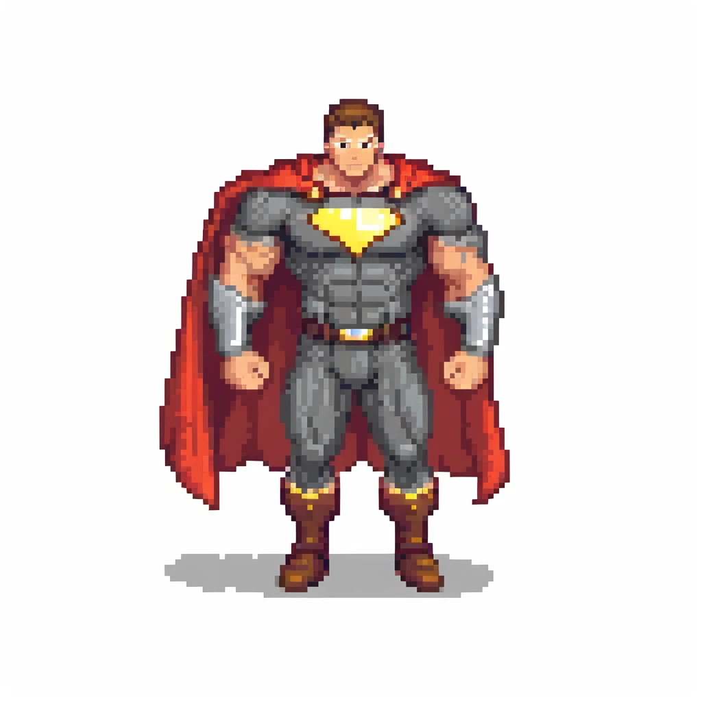 round superhuman icon with super strength, muscular hero with cape emoji