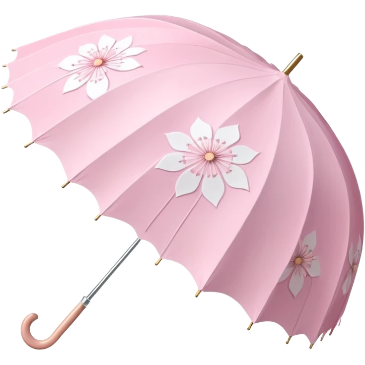 A beautiful pretty cute pastel pink and white umbrella-parasol with sakura patterns and white frills emoji
