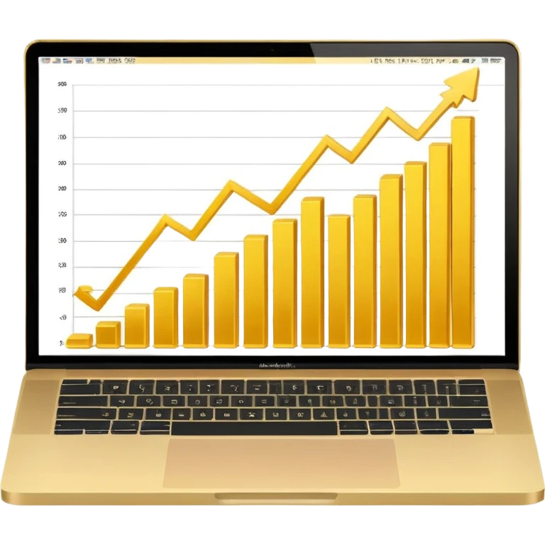 golden increasing chart on mac book screen emoji