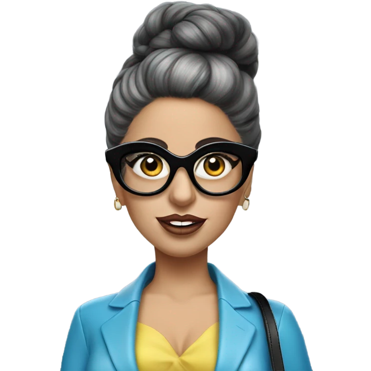 Lady gaga blue eyes black glasses realistic updo holding handbag  emoji