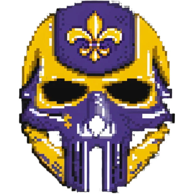 Louisiana themed ski mask with state flag colors and outline emoji