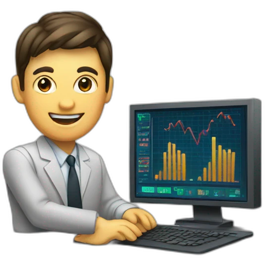trader person computer with chart on screen emoji