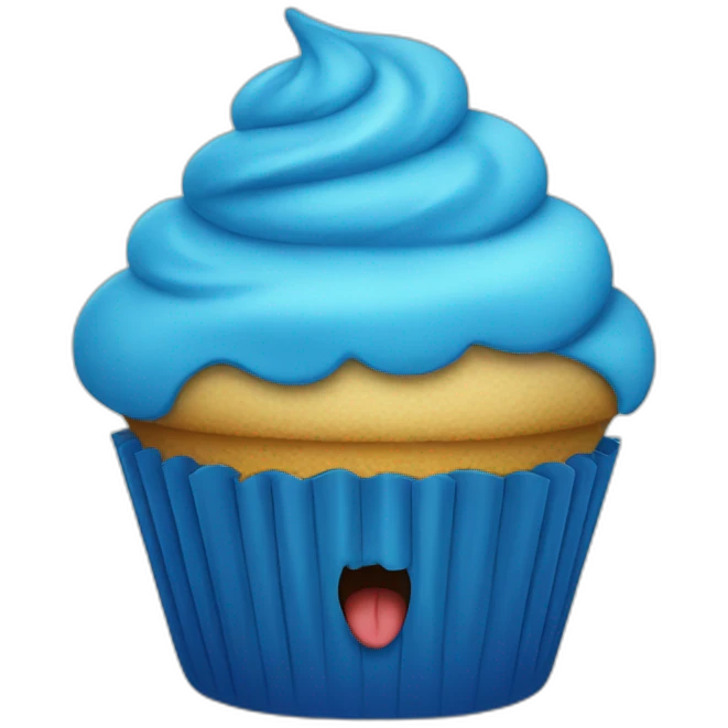 Angry blue cupcake emoji