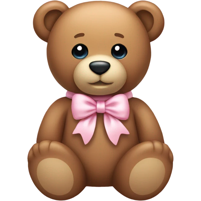 Teddy bear with light pink bow around neck emoji