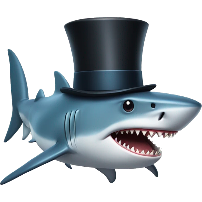 Shark with a top hat emoji