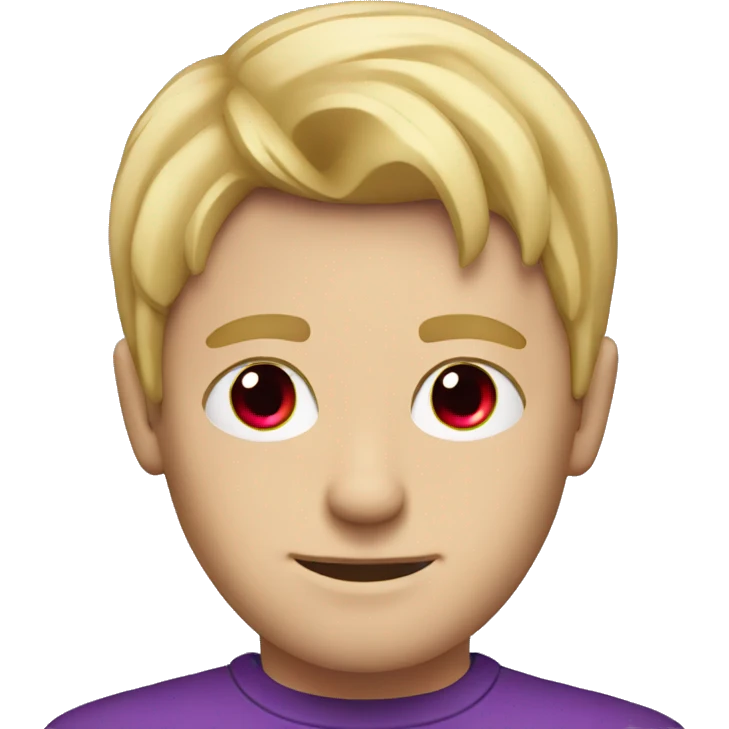 Blonde guy with a red and purple eye emoji