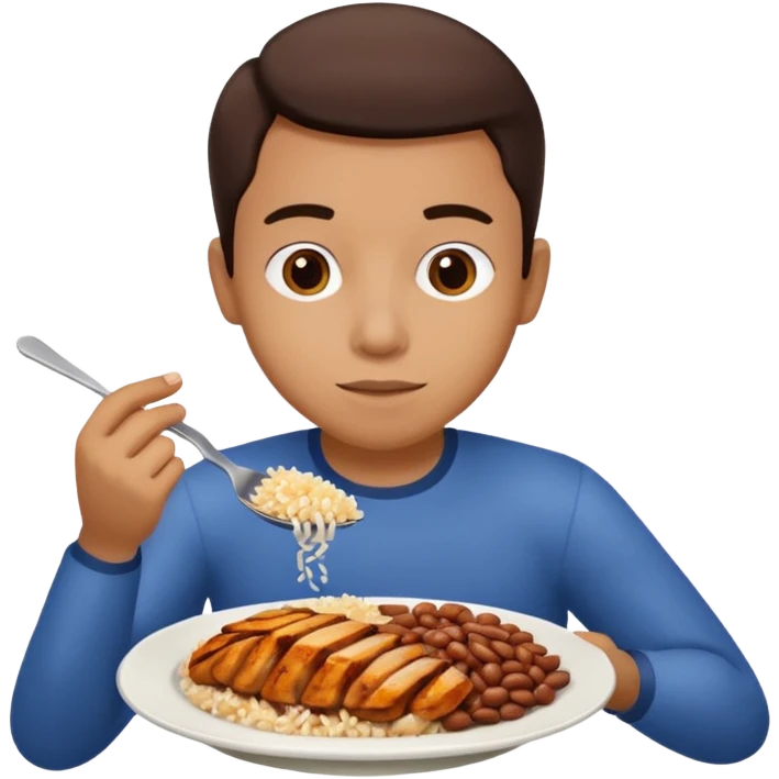 Create a person having lunch. Not a sandwich. Rice, beans and chicken. emoji