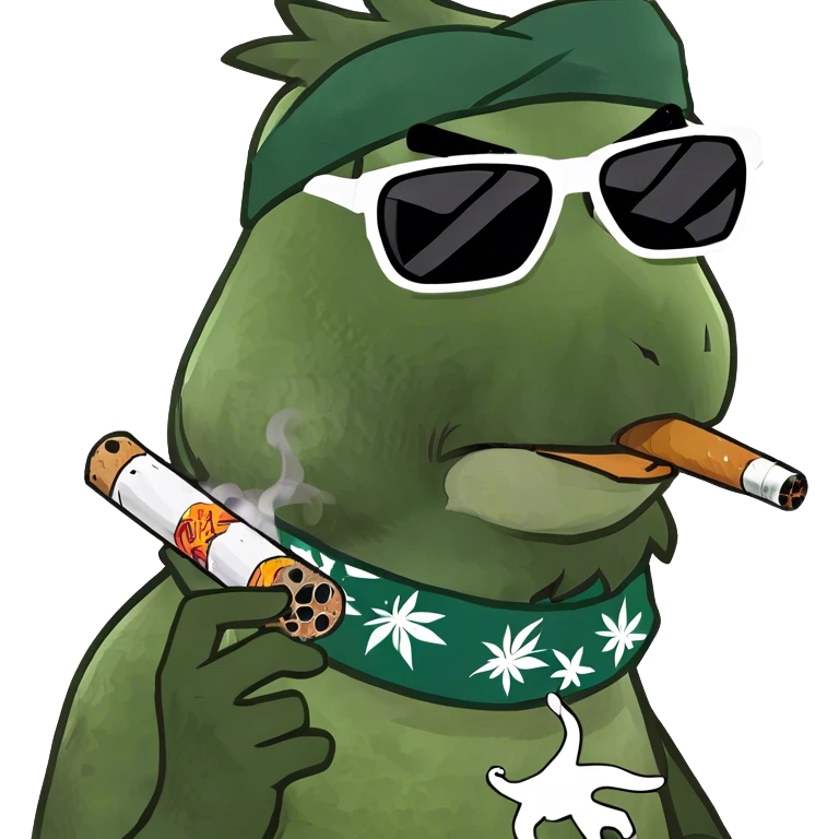 Rooster smoking a joint emoji