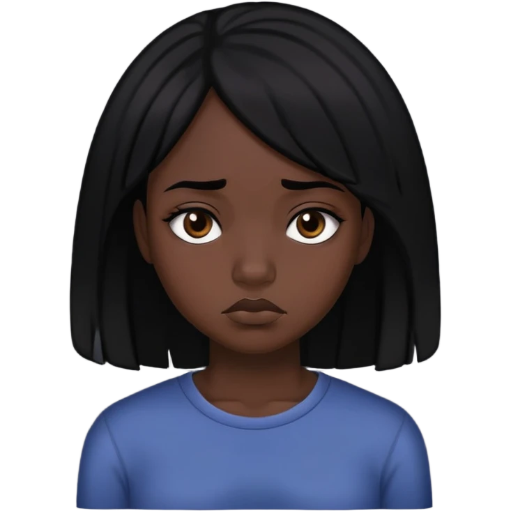 black dark girl with black hair sad 😔  emoji
