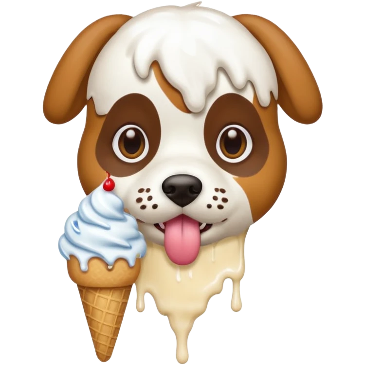 dog sitting eating ice cream emoji