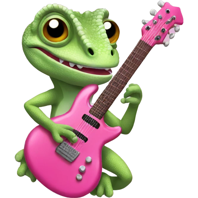 chameleon playing pink guitar  emoji