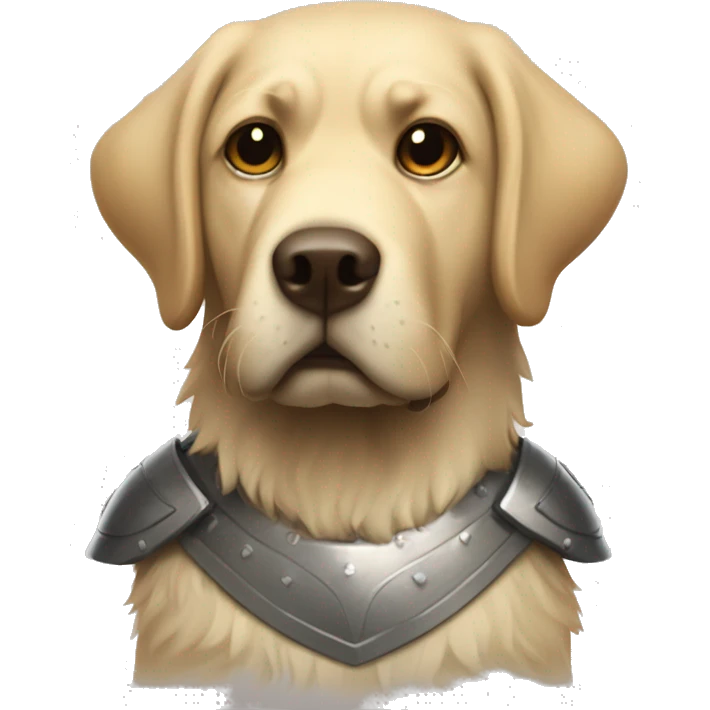 very shaggy labrador-like dog in protective armor emoji