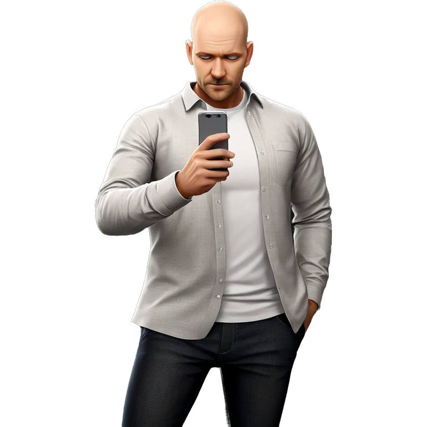 bald man in white shirt emoji