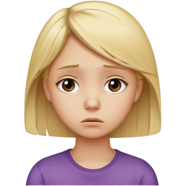 Young girl with blonde hair and a sad, discouraged face emoji