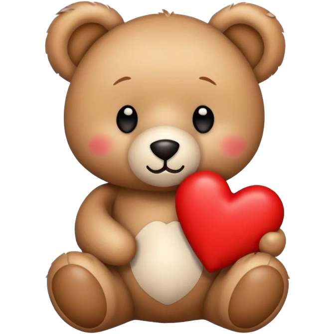 A teddy bear with a red heart emoji